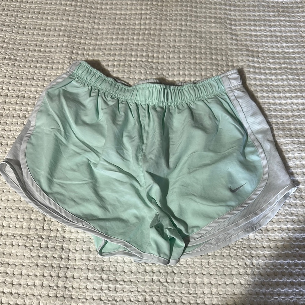 Nike Mint Green Women's Athletic Shorts with White Trim